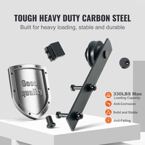 Mophorn 8FT Sliding Barn Door Hardware Kit  330LBS Heavy Duty Track for Double Doors  Fits 3.7-4.3FT Wide  1.3"-1.8" Thick Panels  Smooth & Silent I-Shaped Pulleys