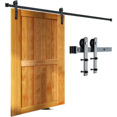Mophorn 8FT Sliding Barn Door Hardware Kit, 330lbs Capacity, Heavy Duty Track Kit for Single Door, Fits 3.7-4.3FT Wide & 1.3-1.8 Inch Thick Panels, Smooth Silent Pulley (I Shape)