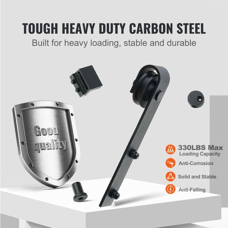 Mophorn 8FT Sliding Barn Door Hardware Kit, 330LBS Capacity Heavy Duty Track for Single Door, Fits 3.7-4.3FT Wide, 1.3"-1.8" Thick Panels, Smooth Silent J Shape Pulley