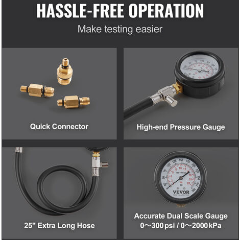 VEVOR Compression Tester Kit Petrol Engine Cylinder Gauge Tool Automotive 9 PCS