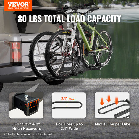 VEVOR 2 Bike Rack Hitch Mount Folding Carrier Car Truck SUV 1.25 2 Receiver