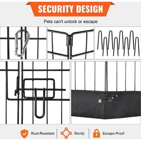 VEVOR Dog Playpen 8 Panels Foldable Metal Dog Exercise Pen with Top Cover and Bottom Pad