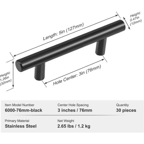 Mophorn 30 Pack Cabinet Pulls, 3in / 76mm Center to Center Slim Kitchen Drawer Handles, Stainless Steel Modern Cupboard Door Handles for Kitchen, Bathroom, Bar, Matte Black