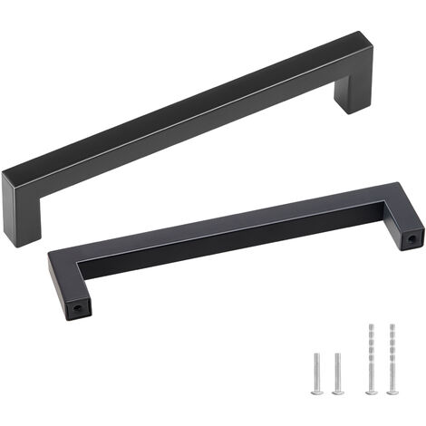 VEVOR 10 Pack Cabinet Pulls, 6.3in / 160mm Center to Center Slim Square Kitchen Cabinet Drawer, Stainless Steel Modern Kitchen Cupboard Door Handles for Kitchen Bathroom Bar Hardware Matte Black