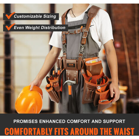 VEVOR Tool Belt with Suspenders, 19 Pockets, 29-54 inches