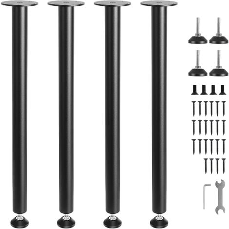 VEVOR 711.2MM Adjustable Desk Legs, Reinforced Steel Office Table Furniture legs Set of 4 for DIY, 544.3KG Load Capacity Heavy Duty Desk Legs, Quick Instalation Legs with Adjustable Foot Cup Black