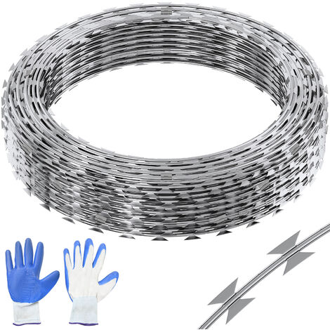 VEVOR Razor Wires 98 ft Razor Barbed Wire 2 Rolls Razor Wire Fencing Razor Fence Double