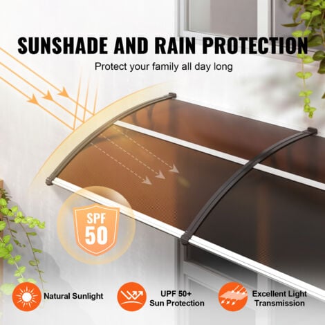 Mophorn Window Door Awning Canopy 40" x 120", UPF 50+ Polycarbonate, Outdoor Entry Door Overhang, UV, Rain, Snow Protection, Hollow Sheet