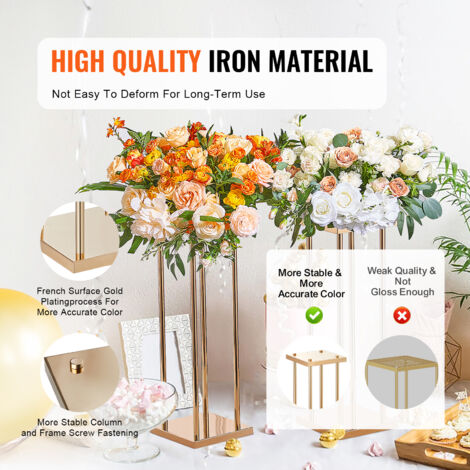 4 Pcs 23.6''Metal Flower Stands for Wedding Table Party Centerpi 並行輸入品 VEVOR 4PCS Gold Metal Column Wedding Flower Stand, 23.6inch ⁄60cm