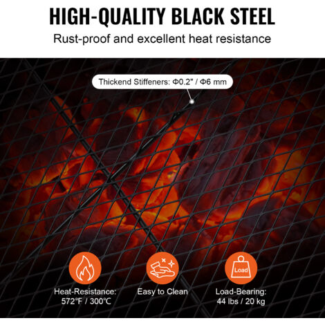 Mophorn X-Marks Fire Pit Grill Grate, 36 Inch Round Cooking Grate, Heavy Duty Steel BBQ Grill with Handle & Support X Wire, Portable Camping Cookware for Outdoor Parties & Gatherings, Black