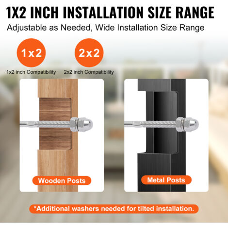 VEVOR 51 Pack Cable Railing Swage Threaded Stud Tension End Fitting Terminal for 3.2mm Deck Cable Railing, T316 Stainless Steel, Cable Railing Tensioner 3.2mm for Wood/Metal Post, Silver
