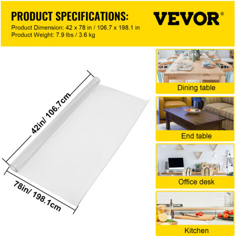 Eider & Ivory™ Clear Desk Cover Protector, 1.5Mm Thick Plastic Desk Pad Desk Protector Clear Desk Mats On Top Of Desk Vinyl Clear Table Cover Protector For Computer Desk Writing Desk C009504170 - View #11