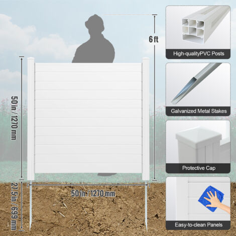 Outdoor Privacy Screen 3-Panel Set – 50x50 Inches, Vinyl, Air Conditioner Fence, Model 12227-3