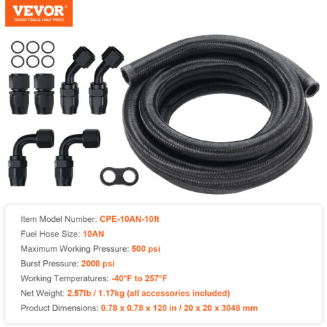 3/8 6AN 12FT Fuel Line Hose Kit, Nylon Stainless Steel Braided Fuel Line Oil/Gas/Fuel Hose End - View #7