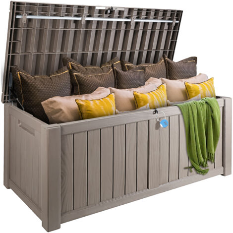 VEVOR Deck Box, 120 Gallon, 56.3" x 26.6" x 23.8" Outdoor Storage Box, Waterproof PP Deckbox with Aluminum Alloy Padlock, for Patio Furniture, Garden Tools, Pool Toys, Outdoor Cushions, Gray