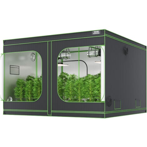 VEVOR 10x10 Grow Tent, 120'' x 120'' x 80'', High Reflective 600D Mylar ...