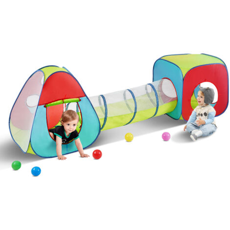 VEVOR 3 in 1 Kids Play Tent with Tunnel for Boys Girls Babies and Toddlers Indoor Outdoor Pop Up Playhouse with Carrying Bag Banding Straps as