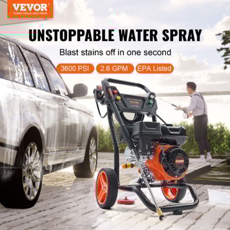 Mophorn Gas Pressure Washer, 3600 PSI 2.6 GPM, Gas Powered Pressure Washer with Copper Pump, Spray Gun and Extension Wand, 5 Quick Connect Nozzles, for Cleaning Cars, Homes, Driveways, Patios