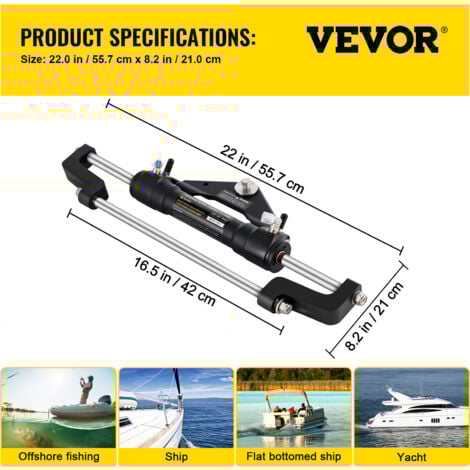 VEVOR Hydraulic Outboard Steering Kit, 90HP, Marine Boat