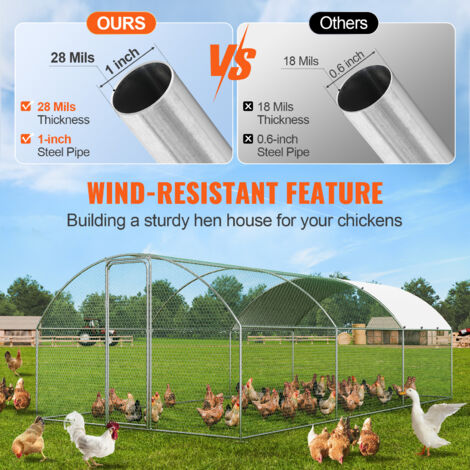 Mophorn Large Metal Chicken Coop with Run, 9.8x19.3x6.5 ft Walk-in Chicken Runs for Yard with Cover, Doom Roof Hen House with Security Lock for Outdoor and Backyard, Farm, Duck Rabbit Cage Poultry Pen