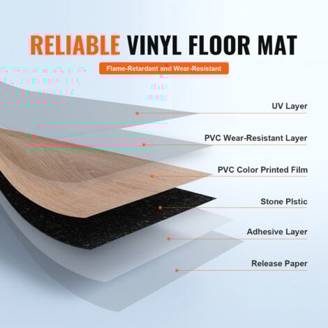 Mophorn Self Adhesive Vinyl Floor Tiles 36 x 6 inch, 36 Tiles 2.5mm Thick Peel & Stick, Natural Wood Grain DIY Flooring for Kitchen, Dining Room, Bedrooms & Bathrooms, Easy for Home Decor