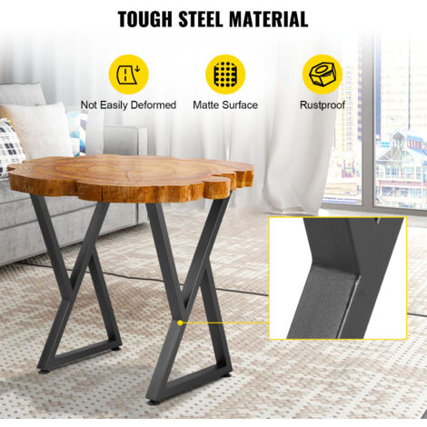 VEVOR Metal Table Legs, 28x18 inch Desk Legs, Set of 2, Heavy Duty Bench Legs, Z Shape Metal Furniture Legs, Wrought Iron Coffee Table Legs, Home DIY for Dining Table with Rubber Floor Protectors, Mat