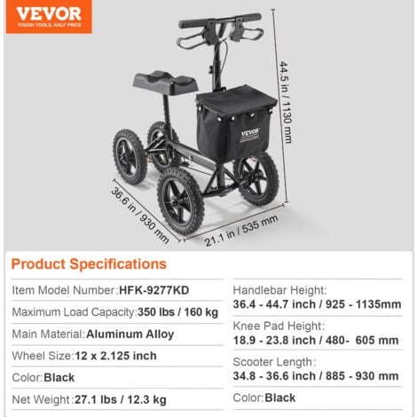 VEVOR Folding Knee Scooter, Aluminum Steerable Knee Walker with