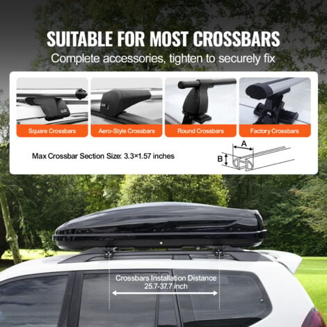 VEVOR Rooftop Cargo Carrier, Cubic Feet Roof Cargo Box, ABS Hard