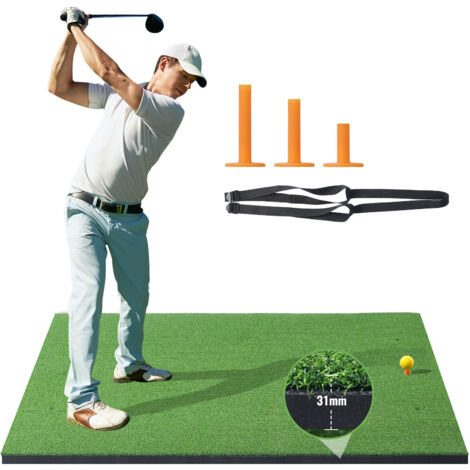 VEVOR Golf Hitting Mat, 5x5ft Artificial Turf Golf Hitting Mat, Thickened Golf Hitting Training Aids with 3 Rubber Tees,  Golf Practice Hitting Mat for Backyard Driving Indoor Outdoor Training