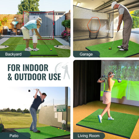 VEVOR Golf Hitting Mat, 5x5ft Artificial Turf Golf Hitting Mat, Thickened Golf Hitting Training Aids with 3 Rubber Tees,  Golf Practice Hitting Mat for Backyard Driving Indoor Outdoor Training