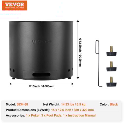 VEVOR Smokeless Fire Pit Stove Bonfire, H: 12.6 in x Dia: 15 in ,Wood Burning Fireplaces with Removable Ash Pan, SUS430 Stainless Steel inner Portable Outdoor Firepit, Ideal for Outdoor Patio Camping