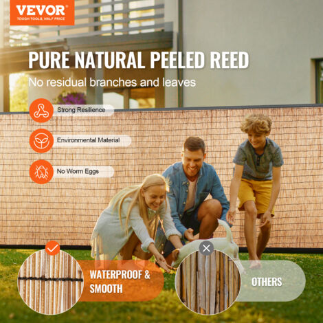 VEVOR Natural Reed Fencing, 3.3 ft x 9.8 ft, Reed Screen Curtain Balcony Reed Fence Roll for Outdoor Backyard Patio, Decorative Fence for Backyard Garden Fencing Divider, Privacy Screen Panel Curtain