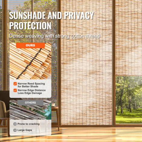 VEVOR Natural Reed Fencing, 3.3 ft x 9.8 ft, Reed Screen Curtain Balcony Reed Fence Roll for Outdoor Backyard Patio, Decorative Fence for Backyard Garden Fencing Divider, Privacy Screen Panel Curtain