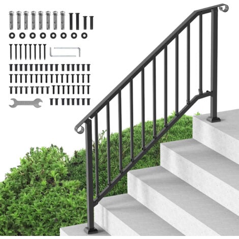 VEVOR Handrails for Outdoor Steps, 5 Step Stair Hand Rail Kit ...