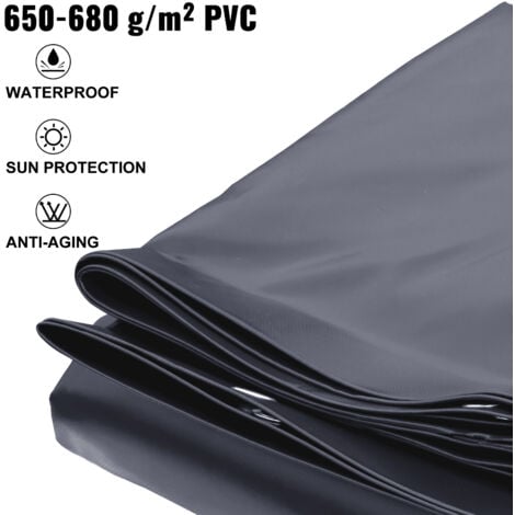 Mophorn 12x22ft Rectangle Pool Safety Cover, Solid PVC with Drainage Holes, Winter Safety Cover for Inground Pools, Dark Grey
