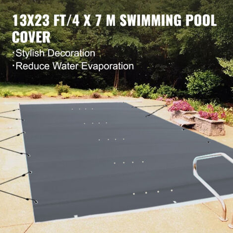 Mophorn 12x22ft Rectangle Pool Safety Cover, Solid PVC with Drainage Holes, Winter Safety Cover for Inground Pools, Dark Grey