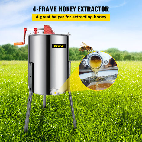 Vever Extractor VEVOR 4 Frame Manual Honey Extractor Separator Stainless Steel Bee ...