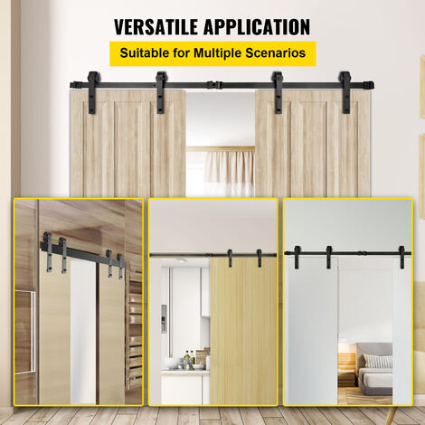 Mophorn 12FT Sliding Barn Door Hardware Kit, 330LBS Load-Bearing Carbon Steel Track, Double Barn Door Kit for 1.57-1.77" Thickness & 6FT Wide Panel