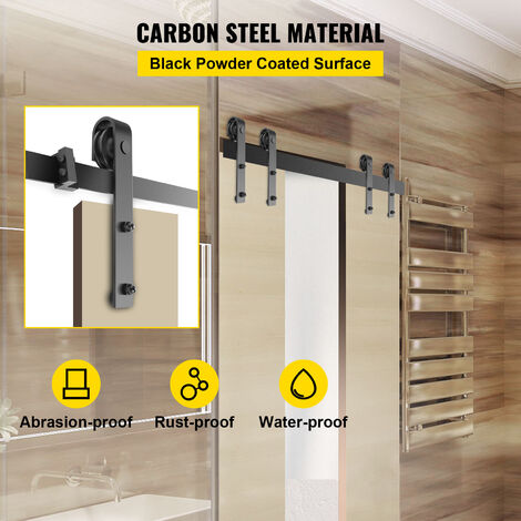Mophorn 12FT Sliding Barn Door Hardware Kit, 330LBS Load-Bearing Carbon Steel Track, Double Barn Door Kit for 1.57-1.77" Thickness & 6FT Wide Panel