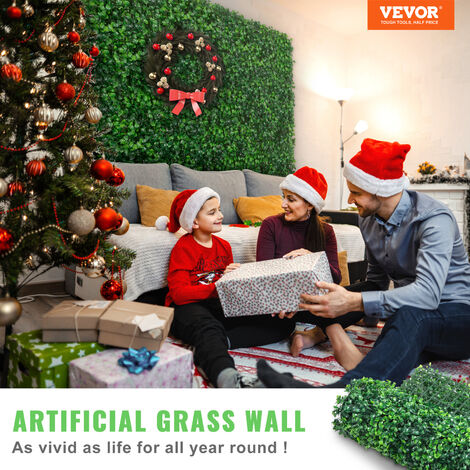 VEVOR 12pcs Artificial Boxwood Panel UV Boxwood Hedge Wall Panels  Artificial Grass Backdrop Wall 24X16