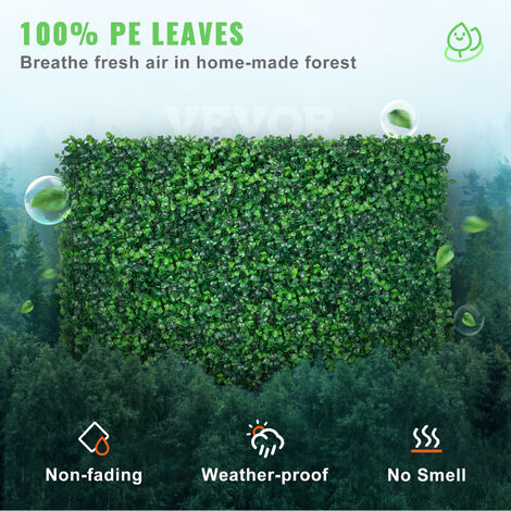 VEVOR 12pcs Artificial Boxwood Panel UV Boxwood Hedge Wall Panels Artificial Grass Backdrop Wall 24X16" 4cm Green Grass Wall Fake Hedge for Decor Privacy Fence Indoor Outdoor Garden Backyard