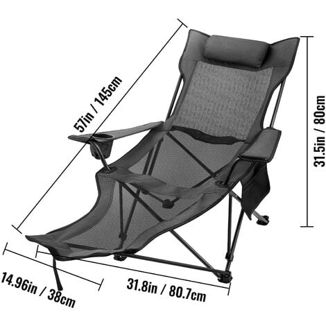 VEVOR Outdoor Folding Camp Chair Backrest With Footrest Portable Bed Nap  Chair For Camping Fishing Foldable