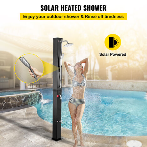 VEVOR Solar Heated Shower 10.6Gal Outdoor Solar Shower 7FT Pool Shower Temperature Adjustable 2 Section