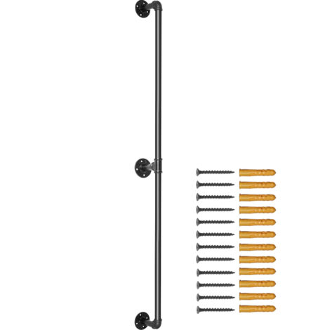 Mophorn 4FT Pipe Stair Handrail, 440LBS Capacity Carbon Steel, Industrial Wall-Mount, Round Corner for Indoor & Outdoor