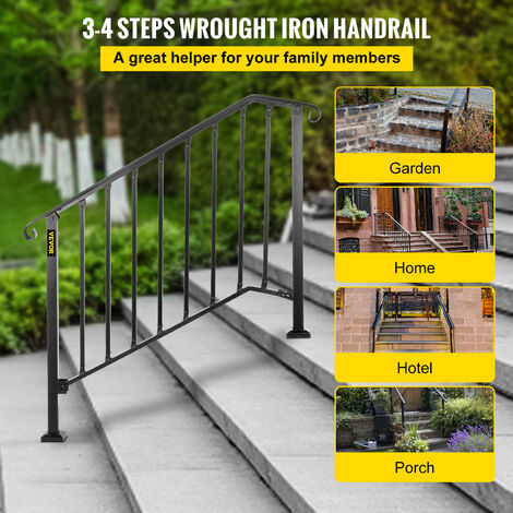 MEILISHAOMEI U-Shaped Stair Railing Side Mount,Square Tube Hand Rails For Outdoor Steps Or Indoor Stairs,Metal Transitional Handrail Picket For Garden Loft Corridor Villa Hotel(75cm(2.5ft - View #5