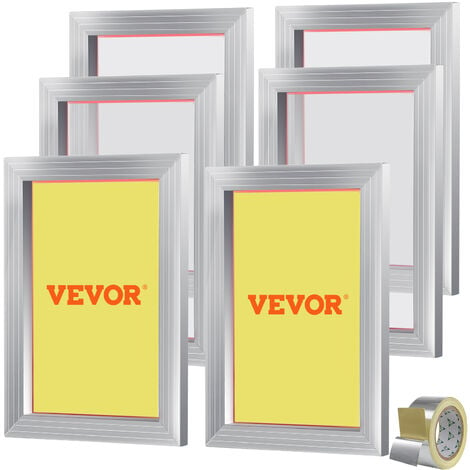 VEVOR Screen Printing Kit, 6 Pieces Aluminum Silk Screen Printing Frames,  10x14inch Silk Screen Printing Frame with 110 Count Mesh, High Tension  Nylon Mesh and Sealing Tape for T-shirts DIY Printing