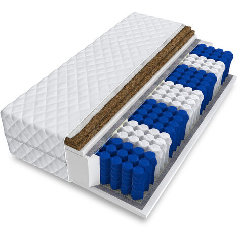 Matratze 100x200 Taschenfederkern HOME MAX DUO 25cm 7 Zonen H3 H4 Premium KOKOS (1/5)