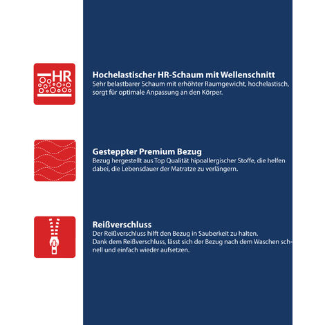 EGO HOME 18cm Kaltschaummatratze 160x200 Cm – H3/H4, 11-Zonen, Oeko-TEX® Zertifiziert, Waschbarer Bezug