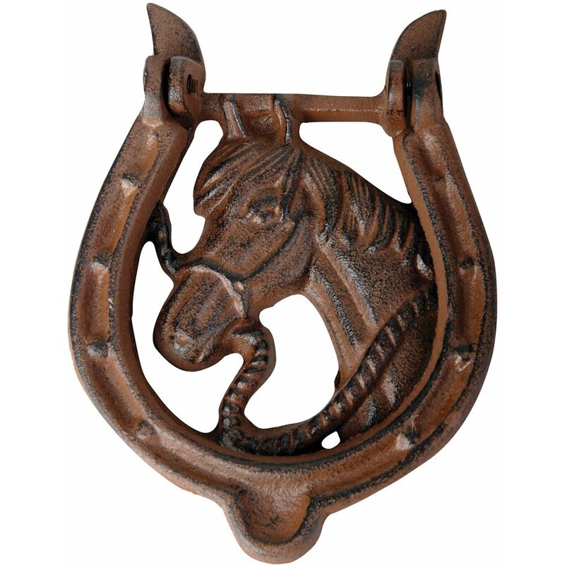 Antikas Tête de cheval sculptée pour poteaux et piquet de mur Décoration de jardin en fer rouillé