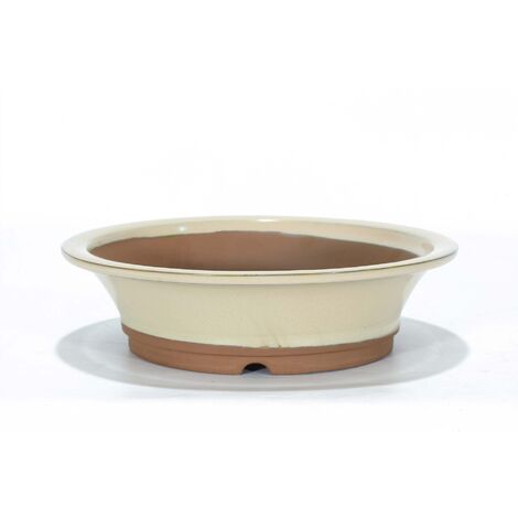 Vaso bonsai smaltato tondo 32 cm Avorio (1/2)